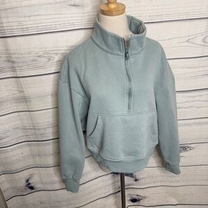 Cozy Light Blue Green Quarter-Zip Pullover